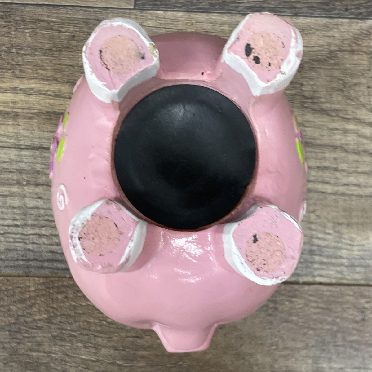 Ceramic Piggy Bank Pink Floral Butterfly Motif Nursery Coin Bank
