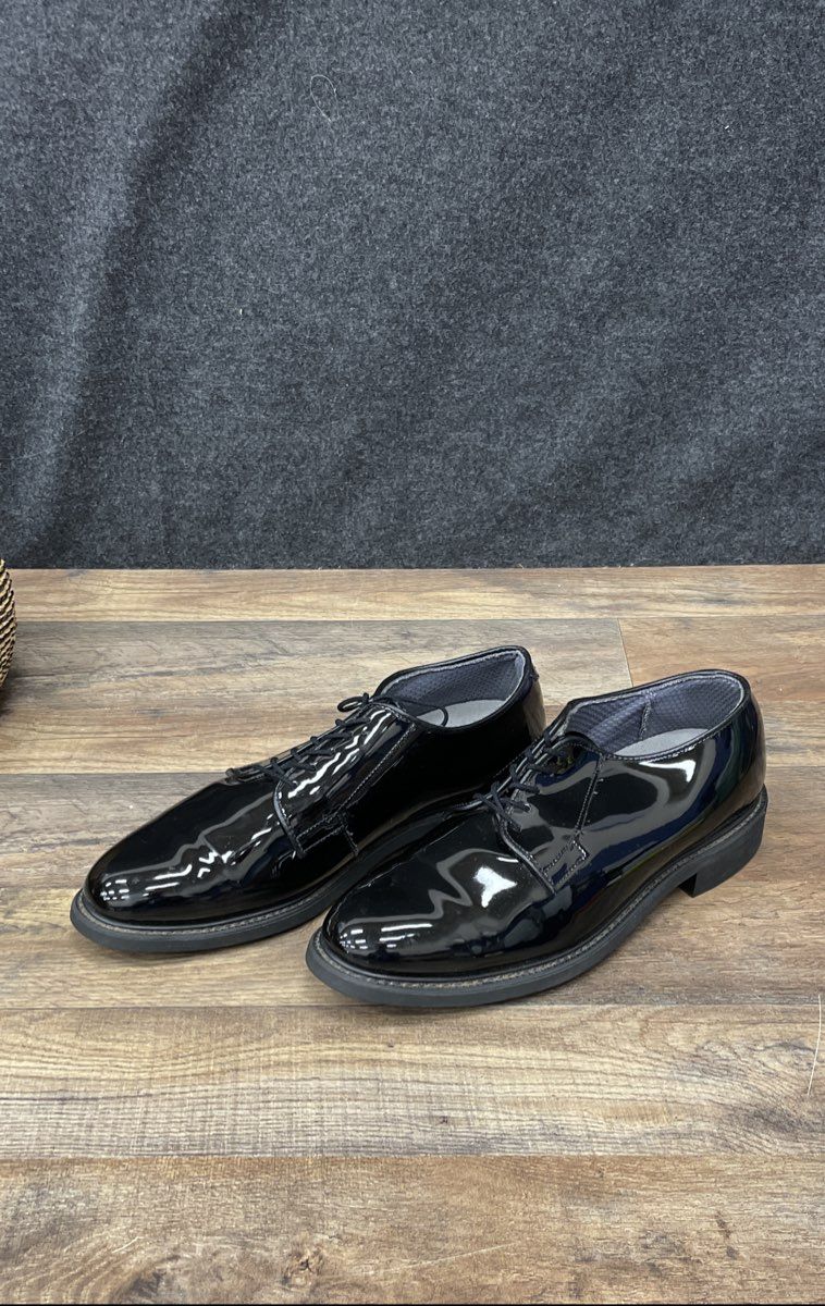 Bates High Shine Duty Oxford Black Glossy Uniform Shoes Men's Size 10