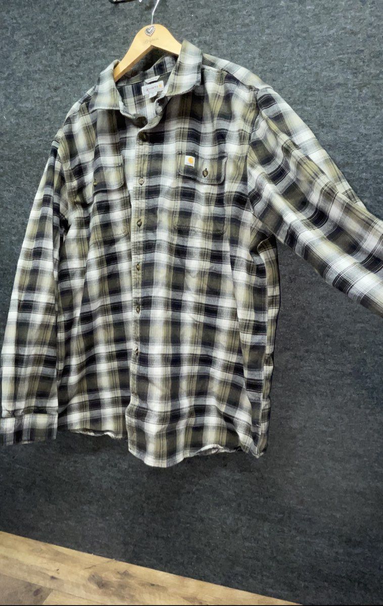 Carhartt Men's Original Fit Flannel Shirt Green Plaid Button Up Sz 3XL Tall