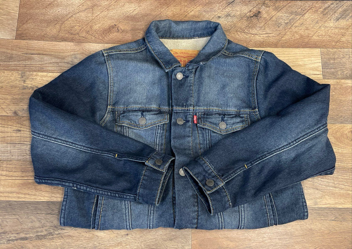 Levi's Boys Blue Denim Trucker Jacket Stretch Medium Wash Sz L 12-13