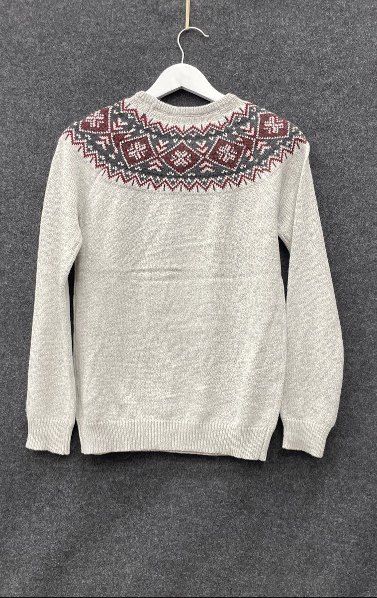 Scene & Heard Youth Fair Isle Yoke Sweater Heathered Gray Ivory NWT Sz 14/16