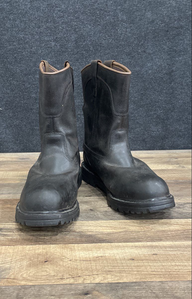 Herman Survivors Dark Brown Leather Pull-On Safety Toe Work Boots Size 13