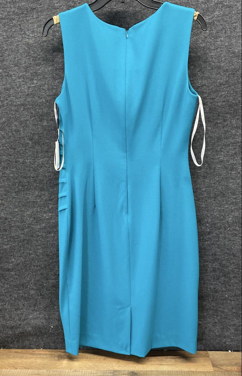 Calvin Klein Women's Starburst Pleat Sheath Dress Lagoon Blue NWT Size 8