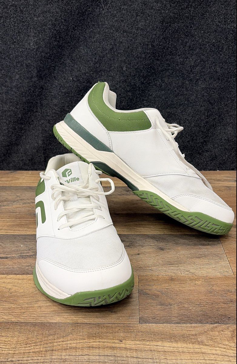 FitVille Pickleball Court Sneakers White Green Men's Size 14 Wide