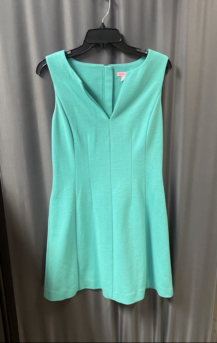 Lilly Pulitzer Women's Turquoise Knit Dress Sleeveless Textured Ribbed Sz M