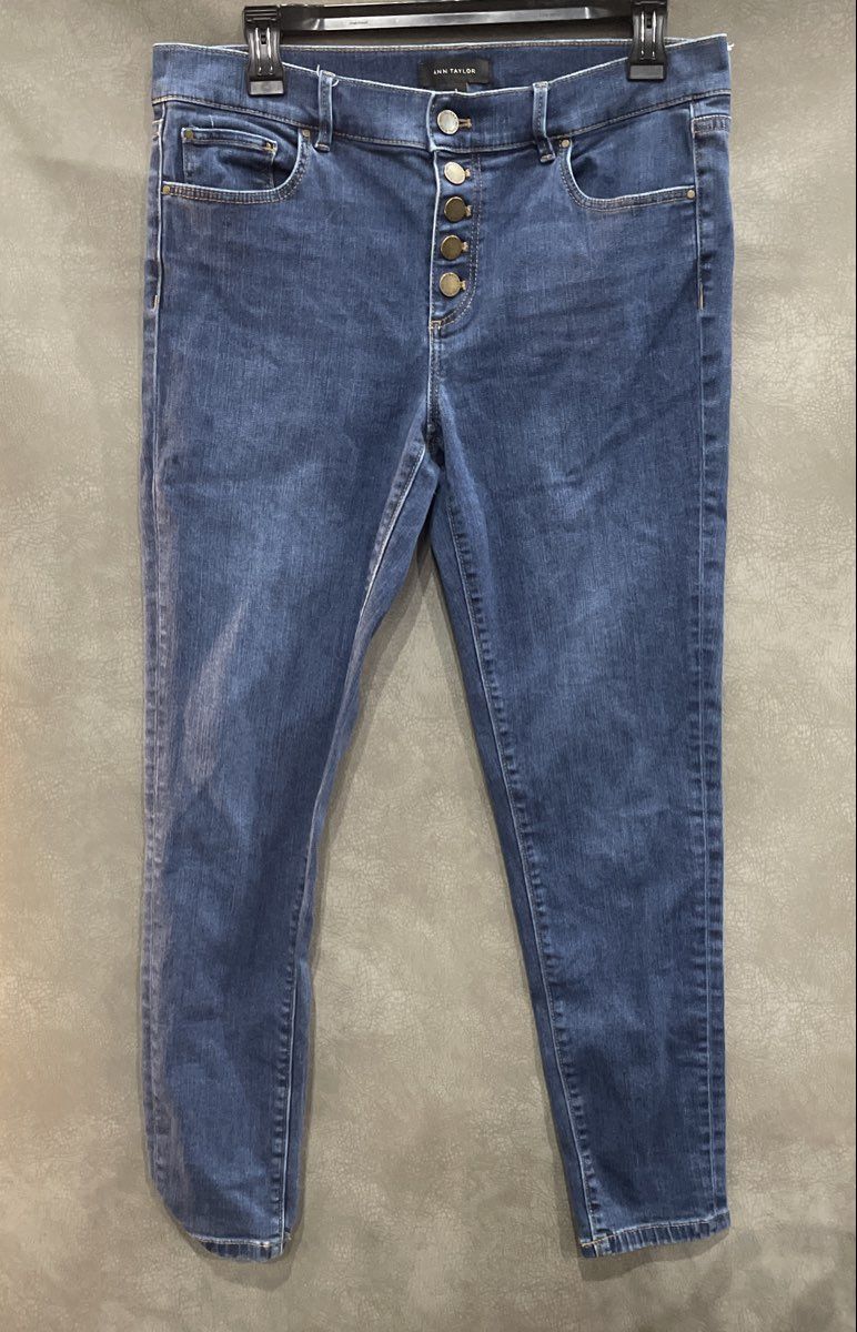 Ann Taylor Women's Blue The Skinny Button Fly Stretch Denim Jeans Size 8