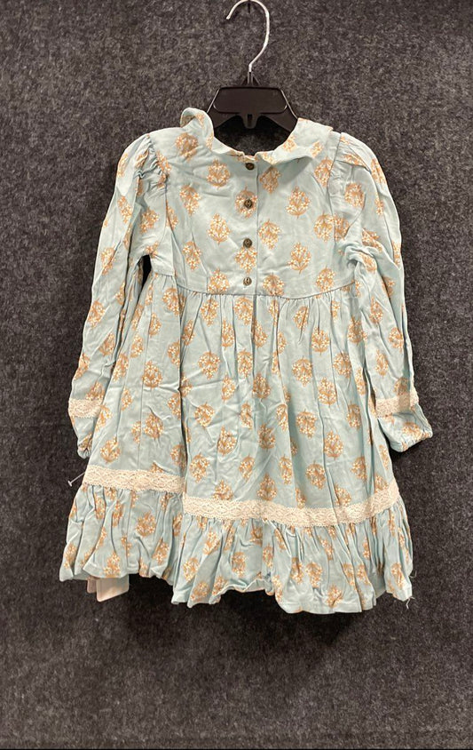 Tommy Bahama Girls Dress Blue Floral Lace Trim Long Sleeve NWT Sz 4T