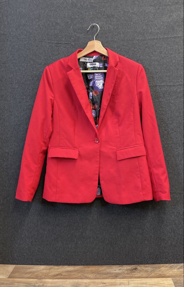 Fun Suits Women's Beetlejuice Red Blazer Strange & Unusual Quote Sz 6