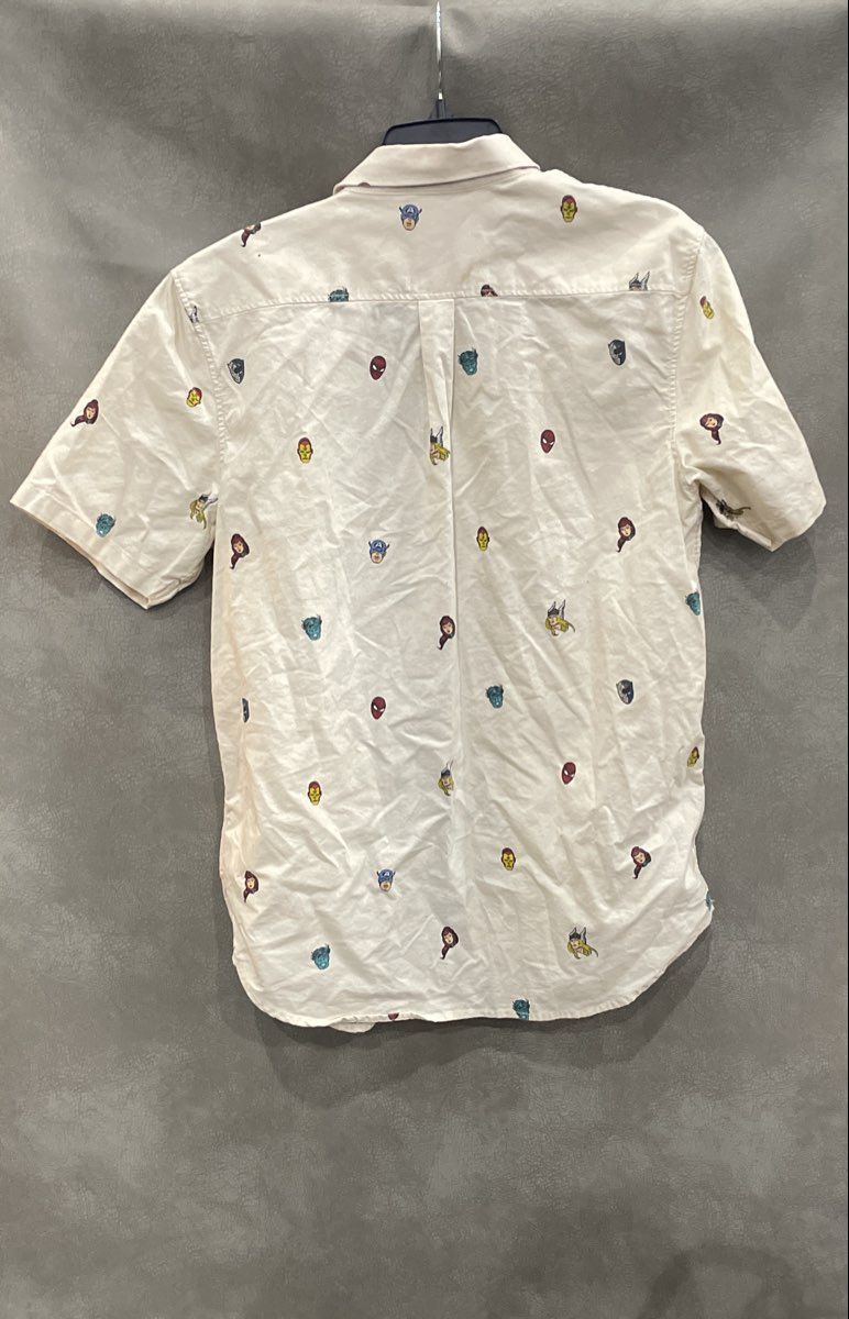 Vans x Marvel Men's Cream All Over Print Avengers Button Up Shirt Sz M