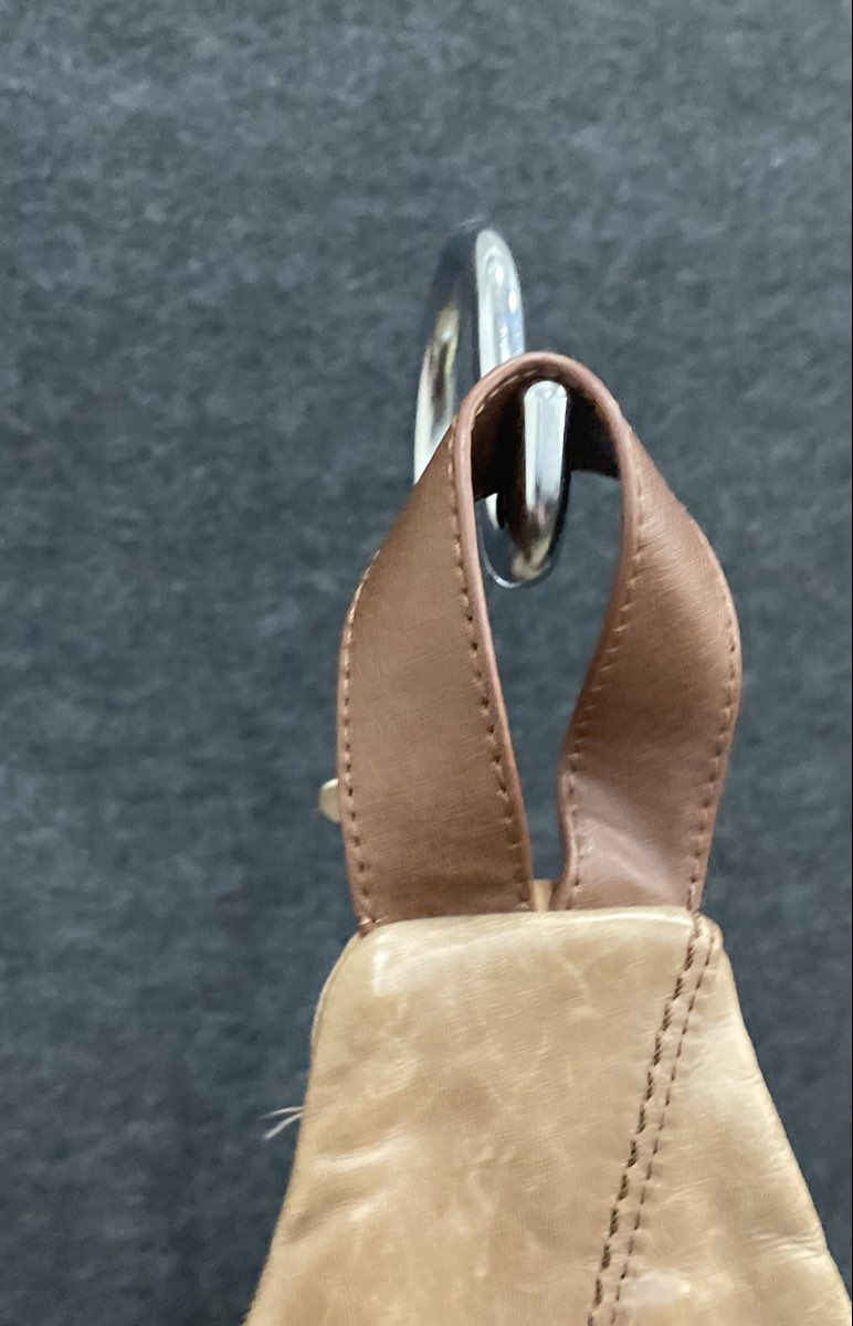 The Sak Tan Brown Leather Sash Sling Crossbody Bag Multi-Pocket