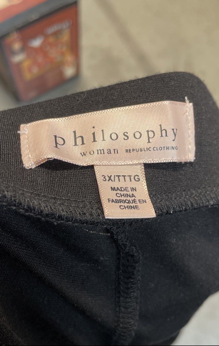 Philosophy Women's Black Ponte Knit Pull-On Stretch Plus Size Pants Sz 3X