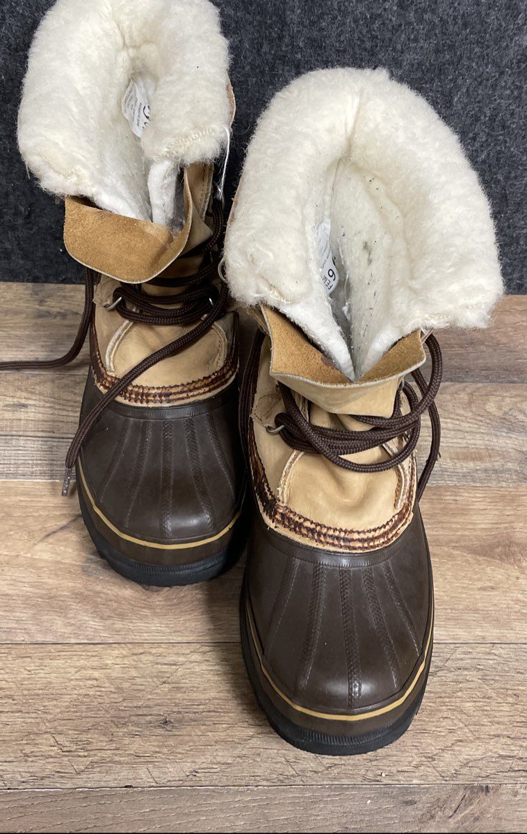 Vintage Eddie Bauer Leather Duck Snow Boots Sorel Liner Mens Sz 9