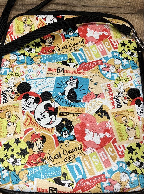 Disney Walt Disney World Disneyland Parks Collage Crossbody Bag Mickey Minnie