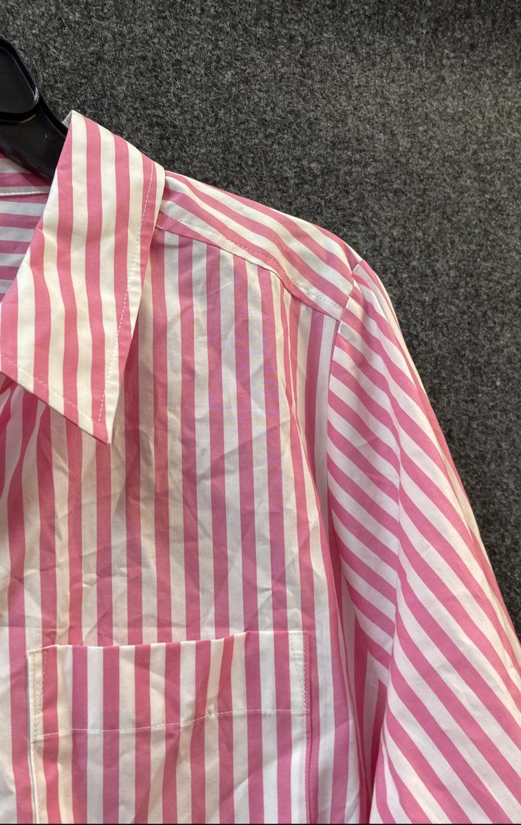 On 34th Women's Pink White Striped Button Down Cotton Shirt NWT Sz 2X