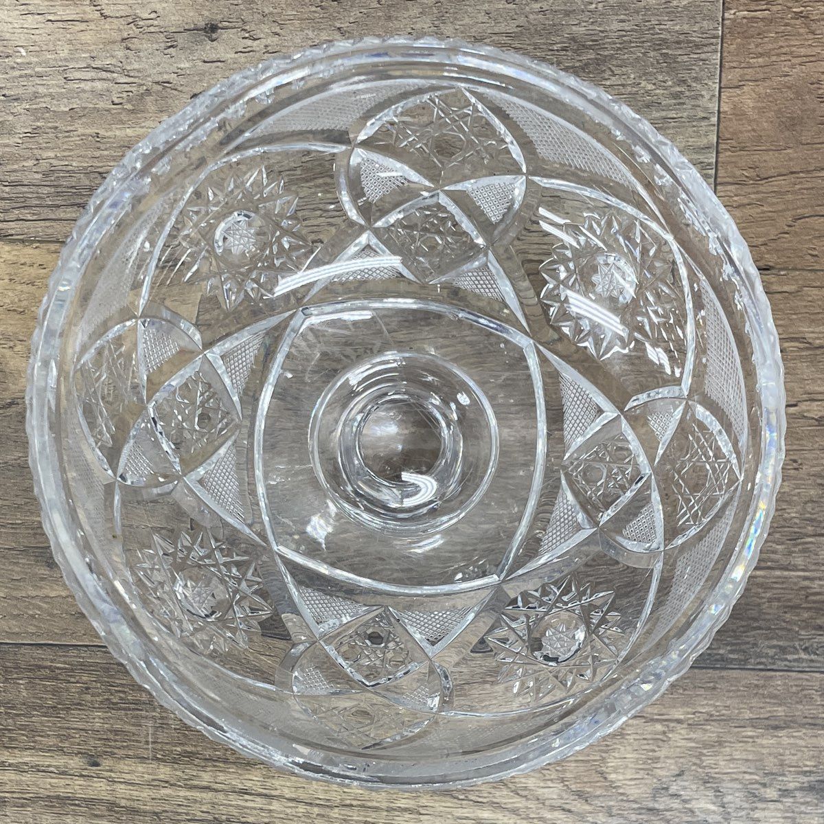 Vintage Pressed Glass Starburst Lidded Pedestal Candy Dish Compote Clear 7.5"