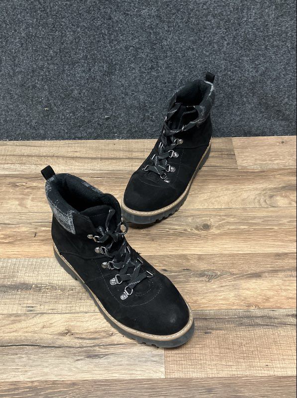 Sonoma Goods for Life Black Plaid Collar Hiking Boots Women's Size 8