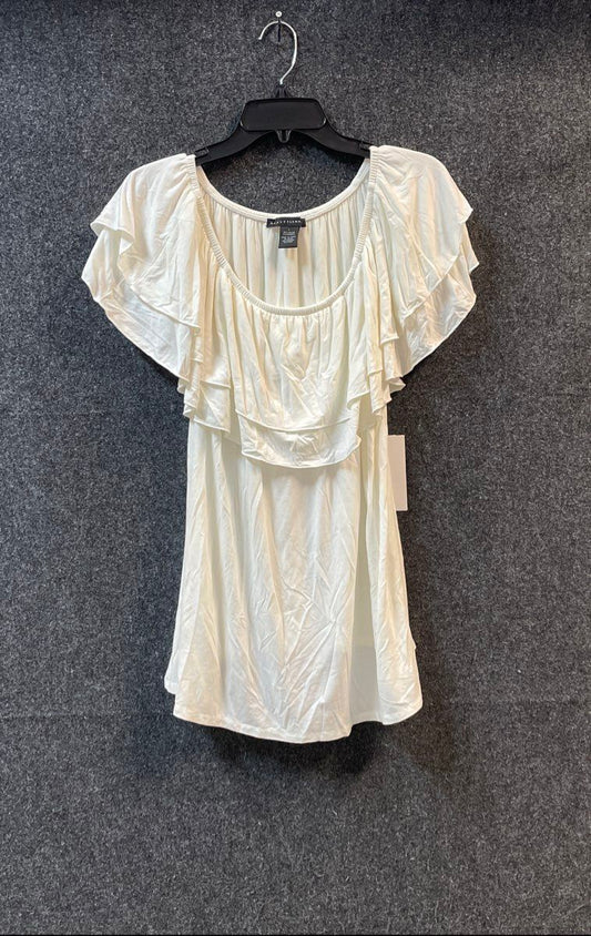 Grace Elements Women's Ruffle Off Shoulder Blouse Bleach White Size L NWT