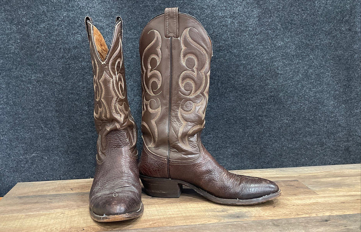 Nocona Brown Leather Western Cowboy Boots Pointed Toe Size 8C