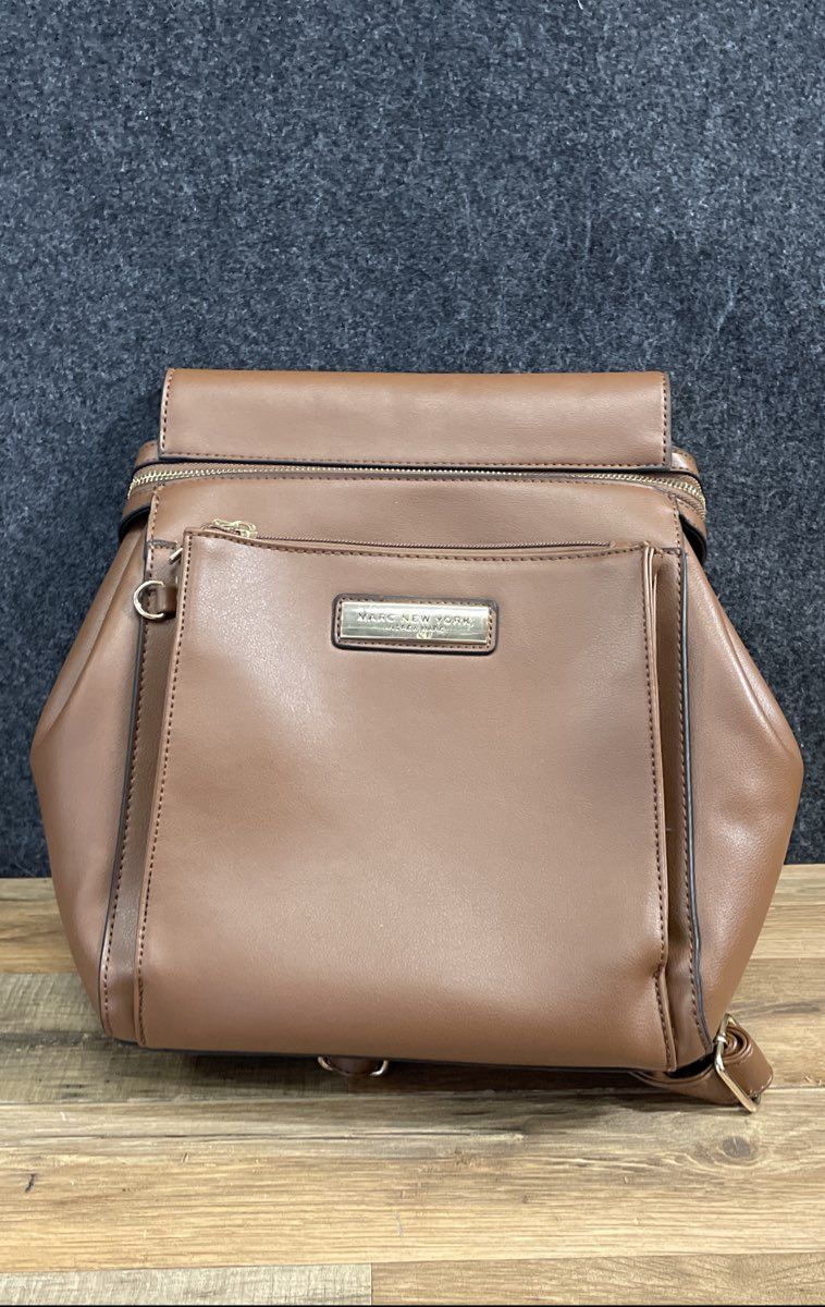 Marc New York Andrew Marc Brown Backpack Purse Handbag Gold Tone Hardware
