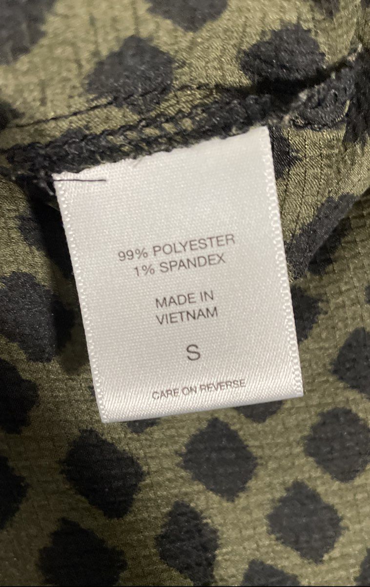 New York & Company Women's Green Geometric Sleeveless Tie Neck Blouse Sz S