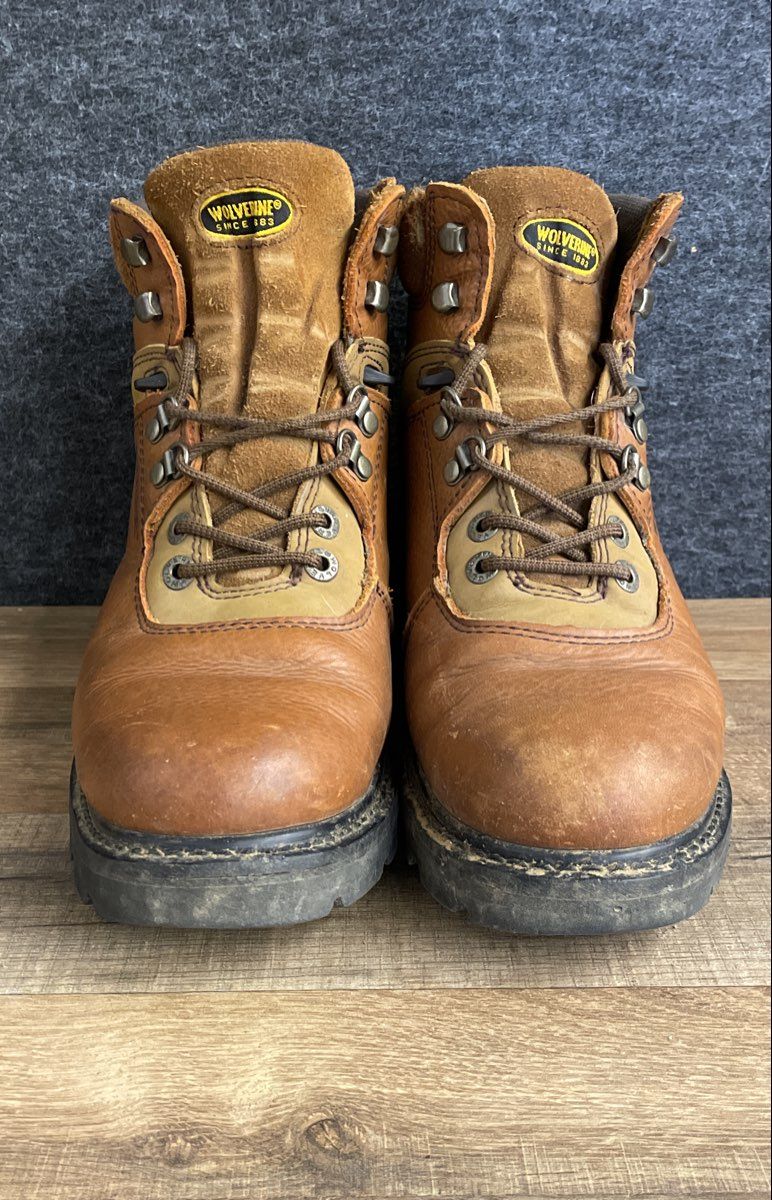 Wolverine W04213 Brown Leather Lace Up Work Boots Men's Size 9M