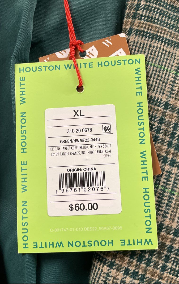 Houston White Men's Green Tan Plaid Two Button Blazer Jacket NWT Sz XL