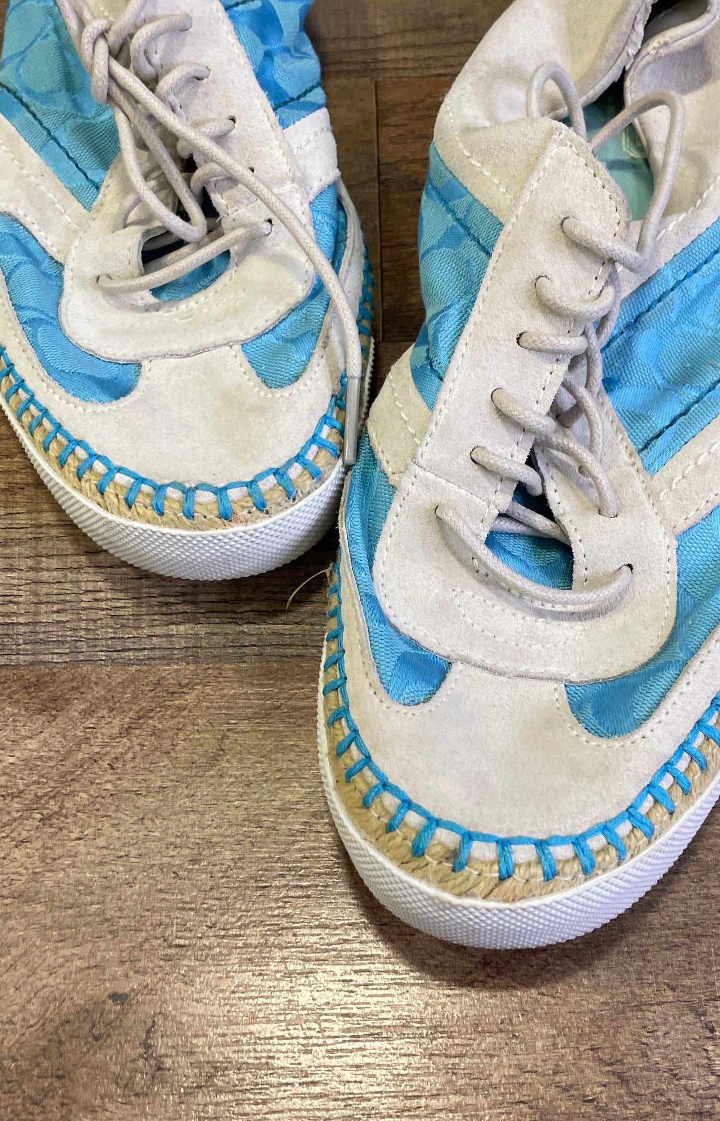 Coach Parson Signature Monogram Blue Suede Espadrille Sneaker Men's Size 9