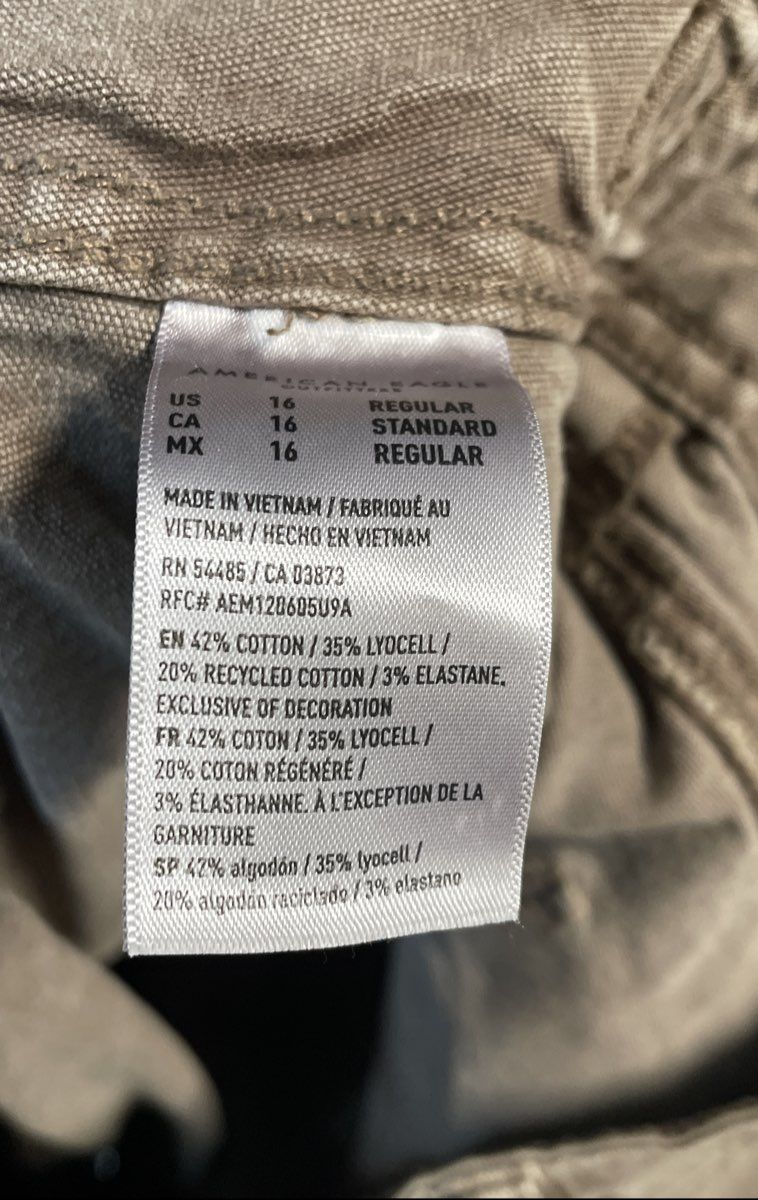 American Eagle Women's Brown Stovepipe Wide Leg Utility Stretch Pants Sz 16
