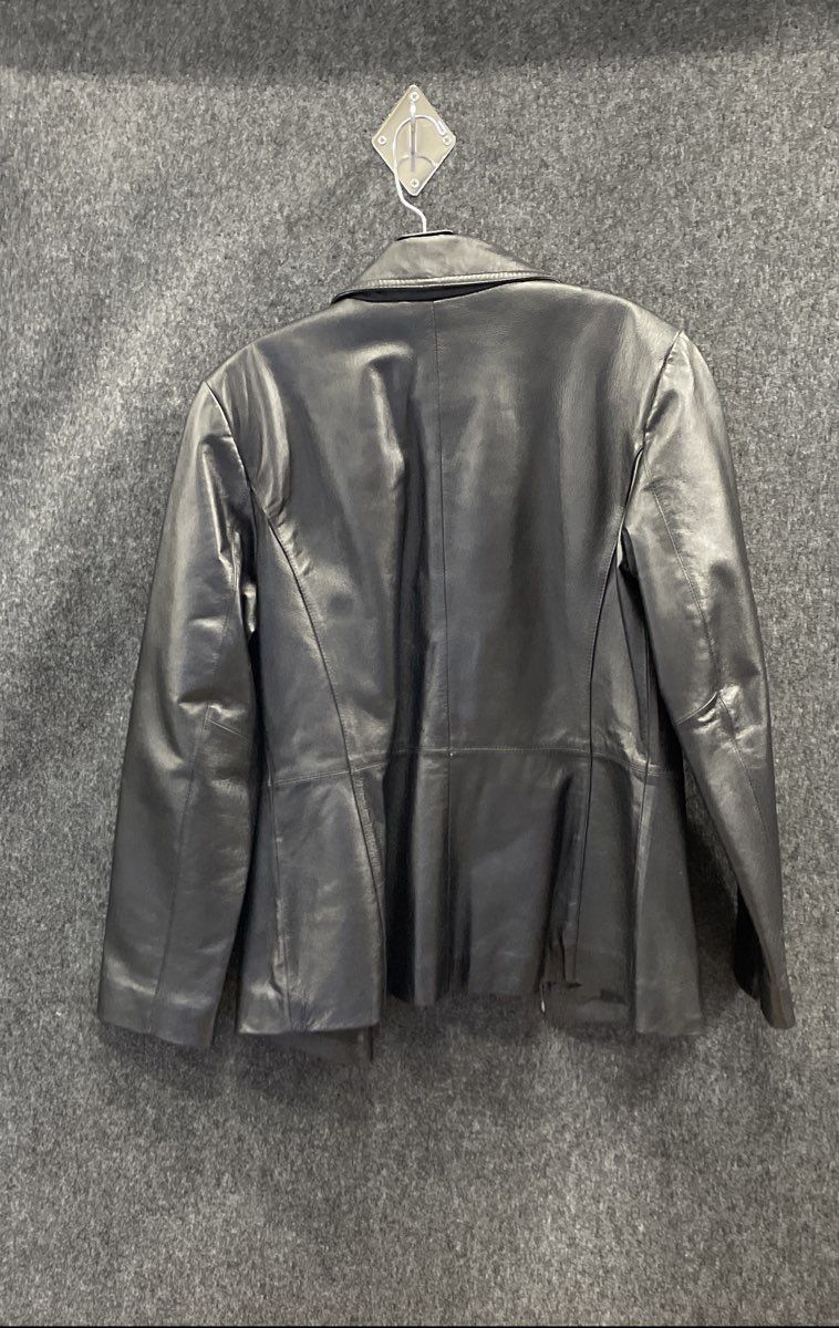 Worthington Women's Black Leather Jacket Zip Front Collared Sz S
