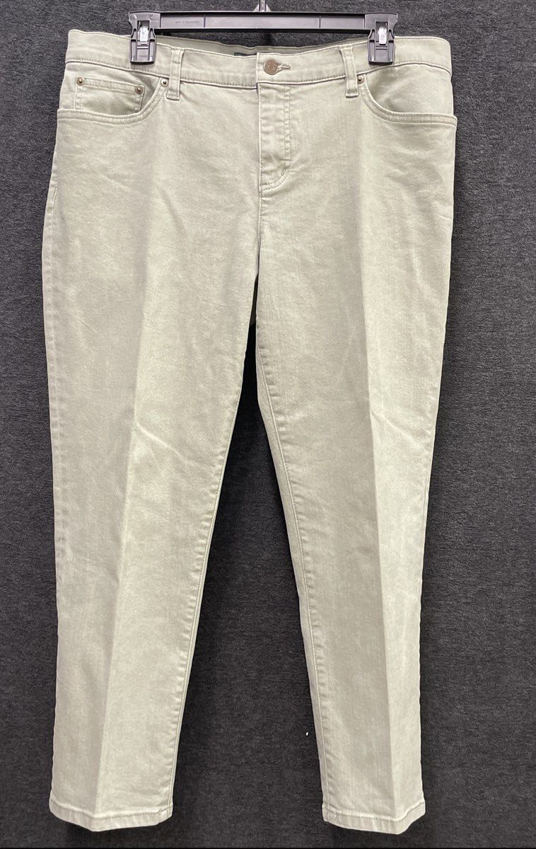 Lauren Ralph Lauren Women's Sage Green Modern Straight Cropped Pants Sz 14