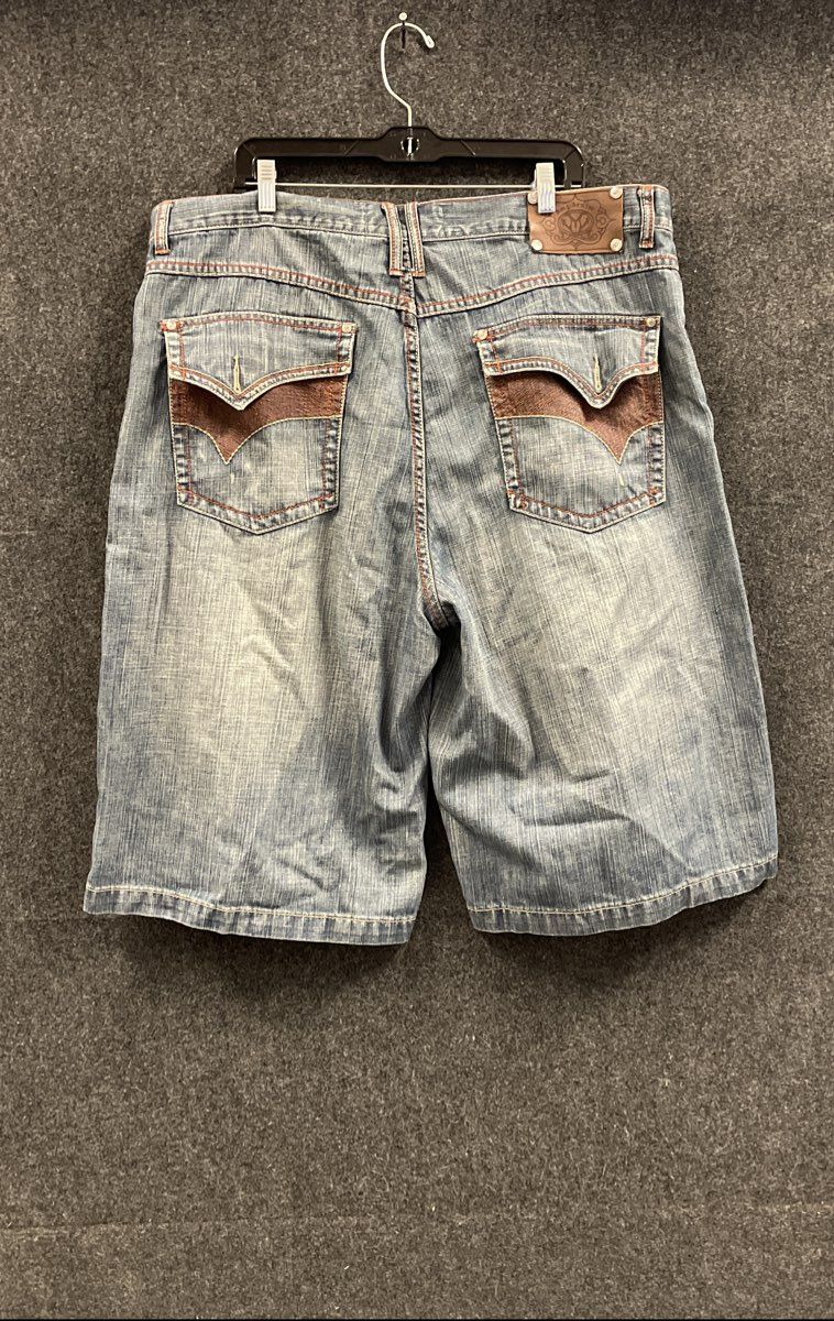 DMZ Denim Men's Blue Vintage Y2K Hip Hop Baggy Contrast Stitch Shorts Sz 42