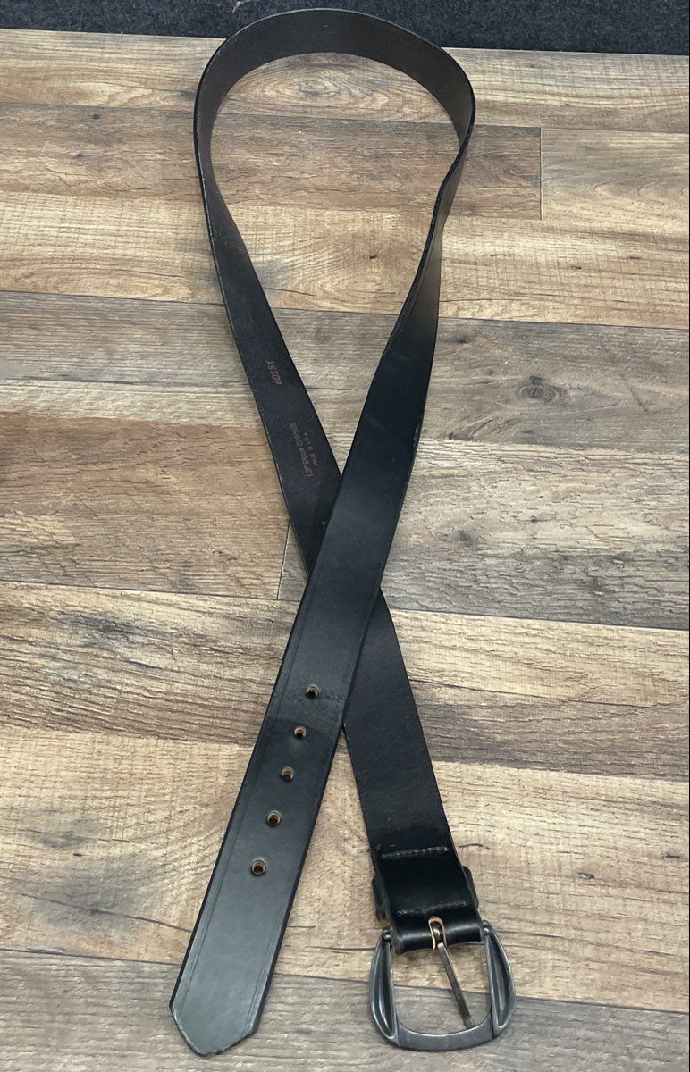 Vintage 90s Women's Black Leather Belt with Lace Cameo Pins USA Made Sz 56