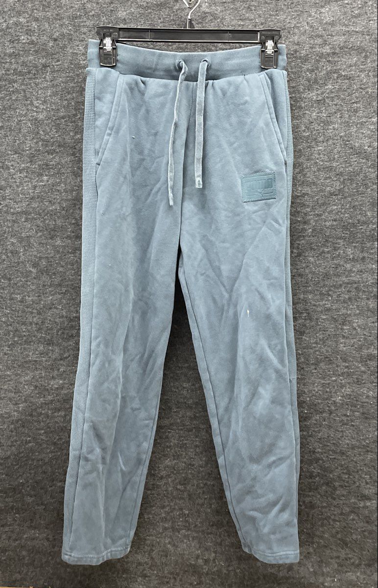 Puma Men's Blue Drawstring Jogger Sweatpants Ribbed Side Panels Sz S