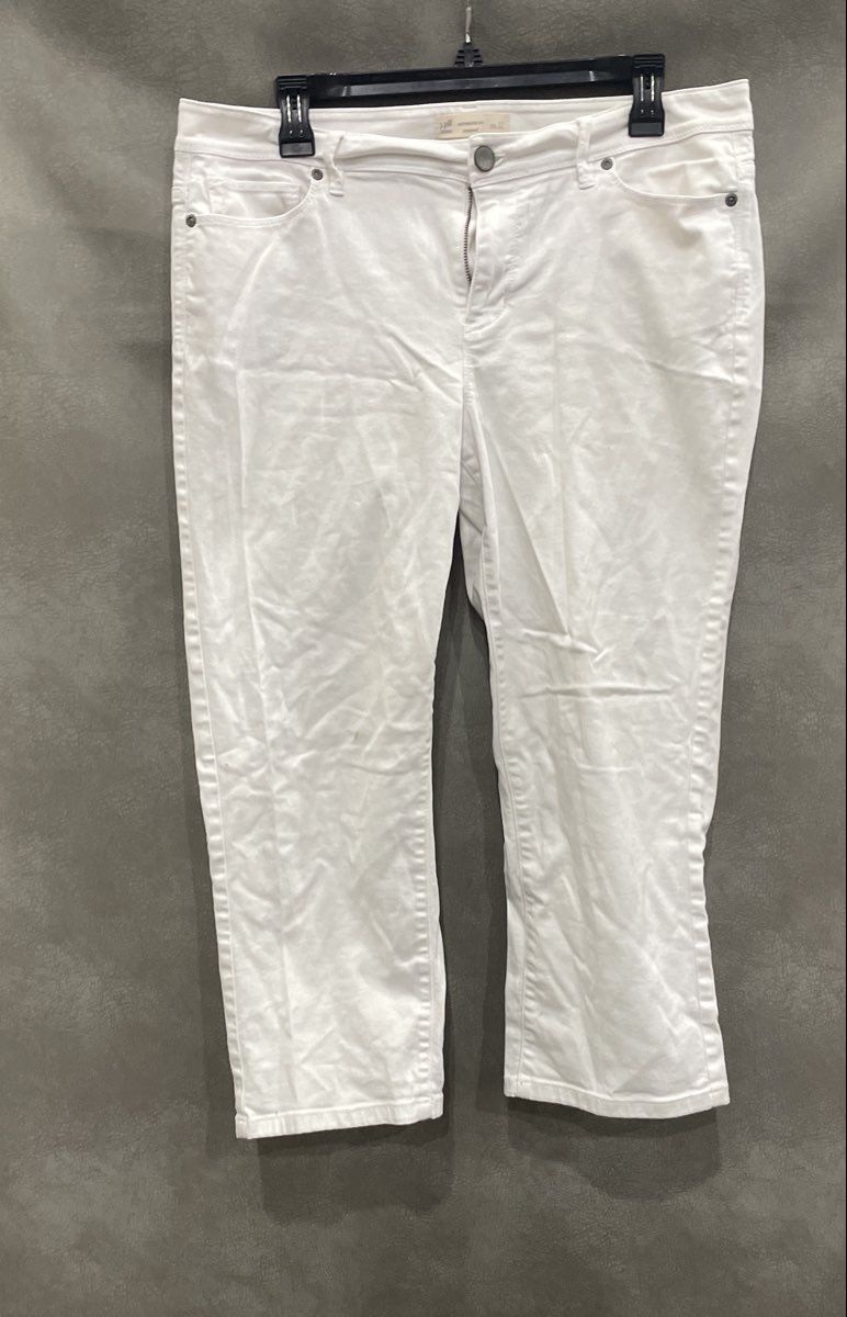J. Jill Women's White Authentic Fit Cropped Stretch Denim Jeans Sz 12