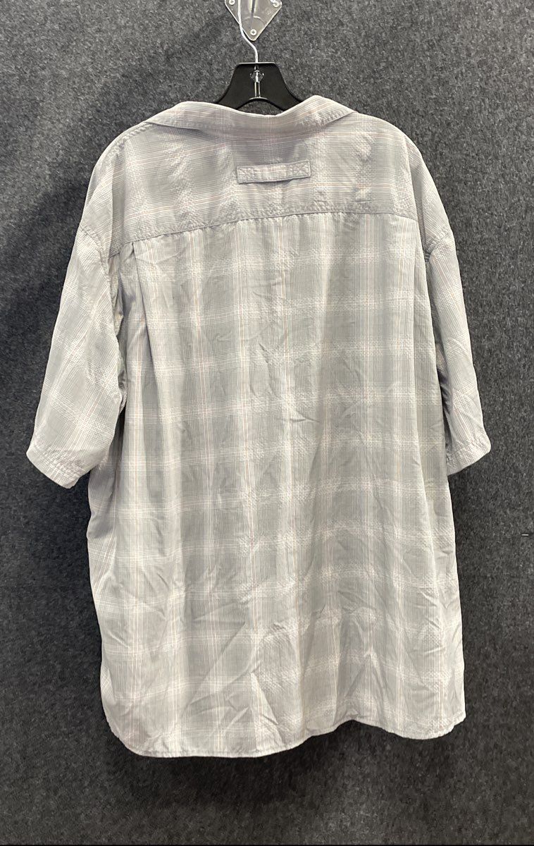 Duluth Men's Grey Plaid Short Sleeve Untucked Relaxed Fit Shirt Sz 2XL