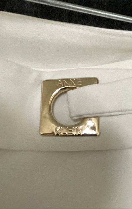 Anne Klein Women's White Modern Fit Tab Front Straight Leg Trousers Sz 8