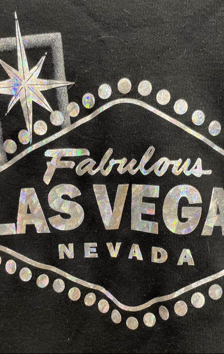 Vintage Y2K RAG Sport Women's Black Fabulous Las Vegas Sparkle Tee Shirt Sz S