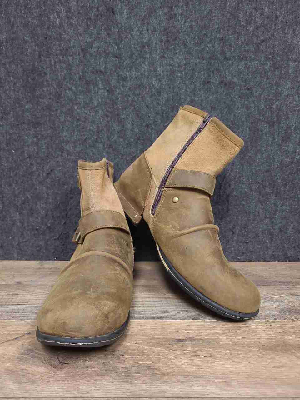 Otto 5008-1 Brown Leather Suede Side Zip Ankle Biker Boots Size 10