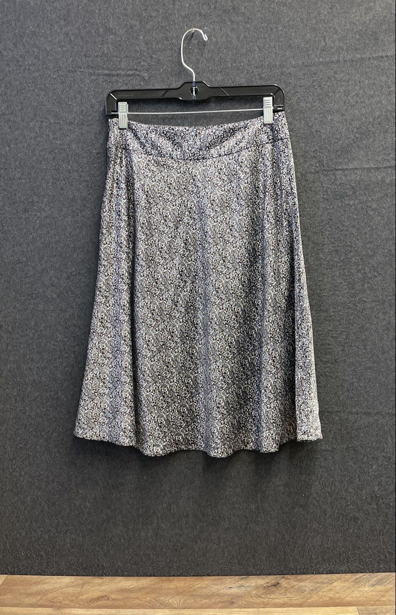 Ann Taylor Women's Paisley Satin Ruffled A-Line Skirt Blue Black Sz 4
