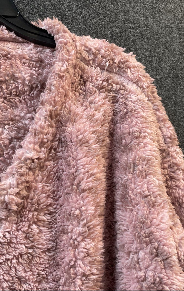 Jessica Simpson Women's Pink Sherpa Fleece V-Neck Pullover Sweater Sz L