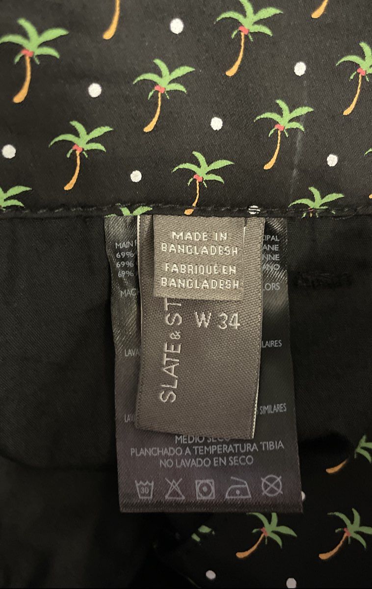 Slate & Stone Men's Black Palm Tree Polka Dot Casual Shorts Size 34