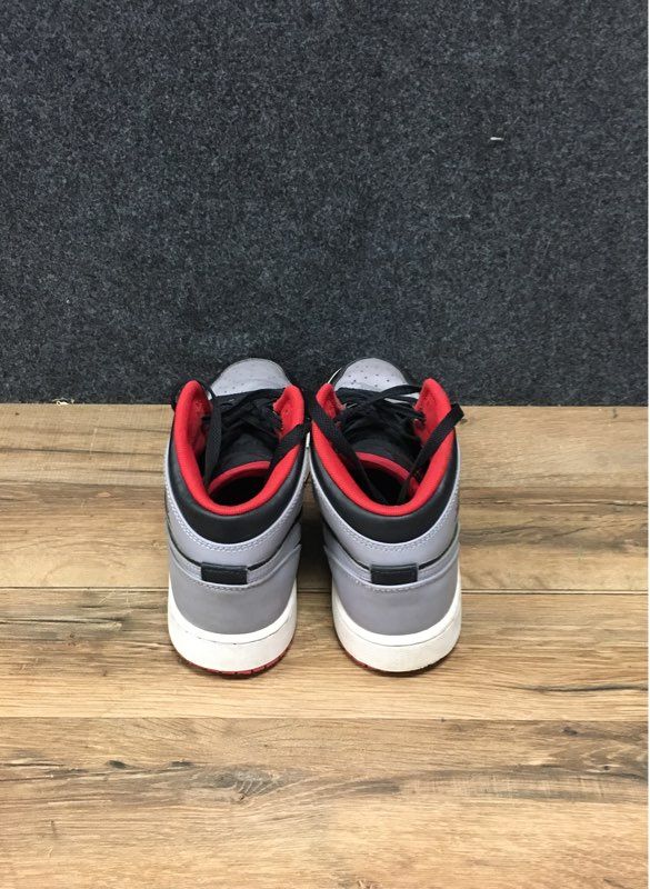 Nike Air Jordan 1 Mid GS Grey Black Red Youth Sneakers Size 7Y