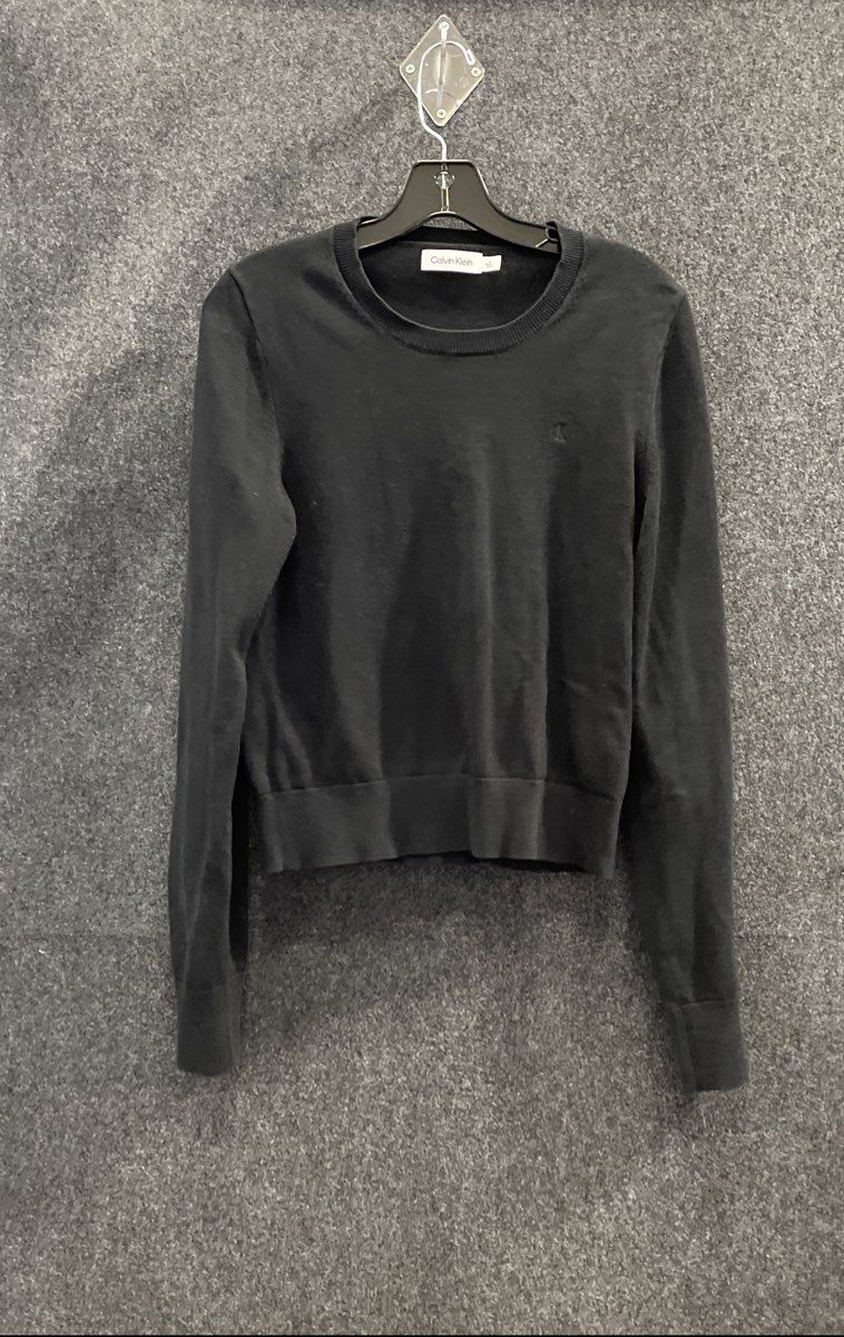 Calvin Klein Women's Black 100% Cotton Crewneck Long Sleeve Shirt Size M