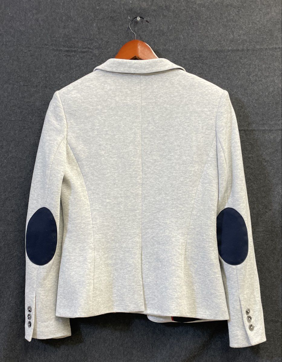 Tommy Hilfiger Women's Heather Grey Jersey Knit Blazer Elbow Patches Sz 8