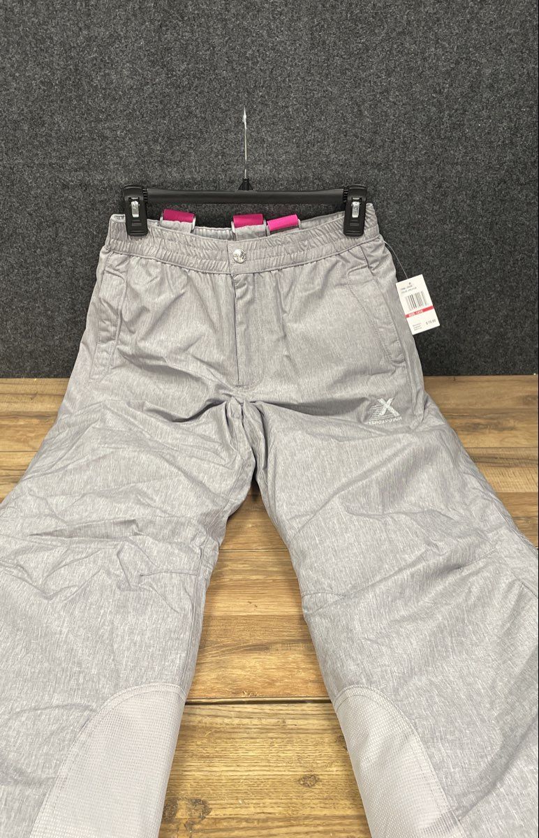 ZeroXposur Girls Gray Insulated Snow Pants Pink Suspenders Sz 14/16 NWT