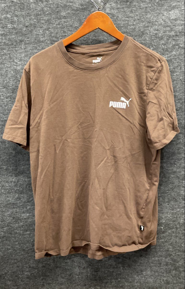 Puma Men's Brown Short Sleeve Logo Crewneck T-Shirt Size L
