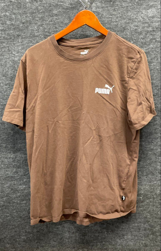 Puma Men's Brown Short Sleeve Logo Crewneck T-Shirt Size L