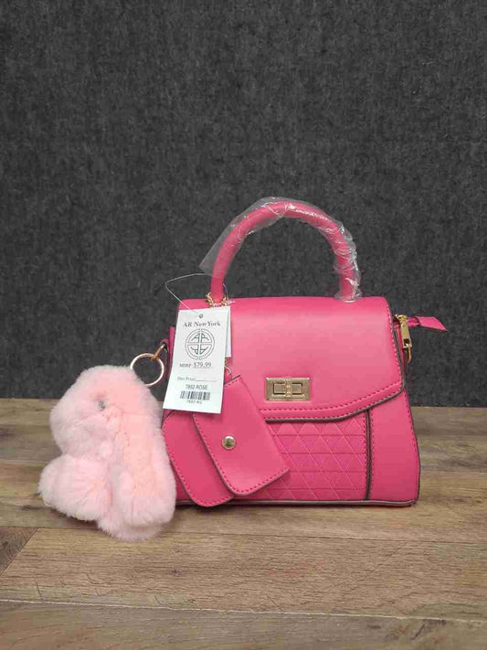 AR New York Rose Pink Modern Quilted 2-in-1 Satchel Crossbody Bag NWT