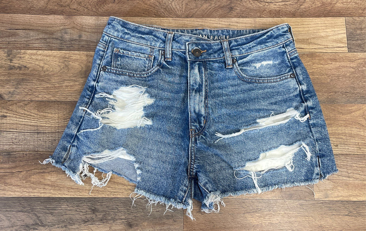 Lot of 3 American Eagle Women's Denim Shorts Blue Distressed High Rise Sz 8 NWT
