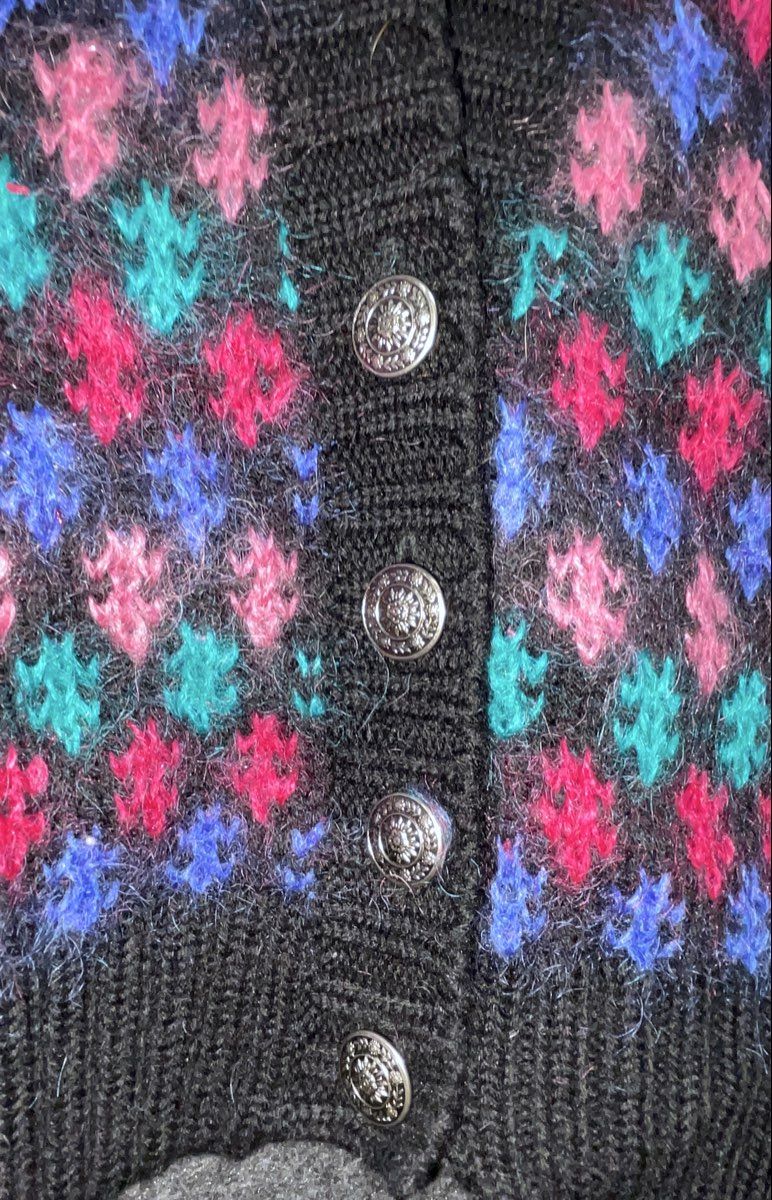 Vintage 80s BEST American Clothing Co Wool Blend Fuzzy V-Neck Cardigan Sz M
